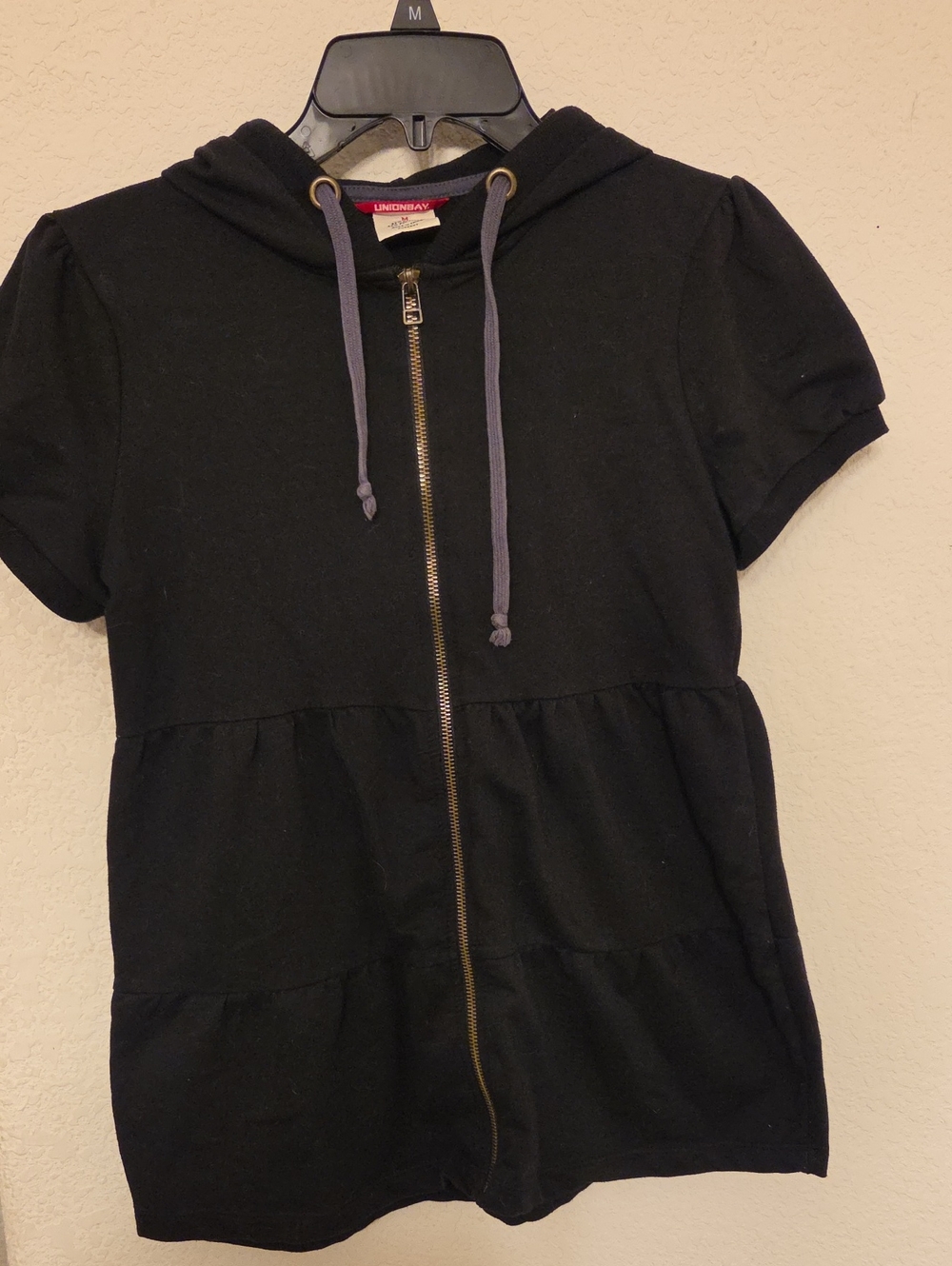 UNIONBAY Black Short-Sleeve Hooded Zip-Up Jacket